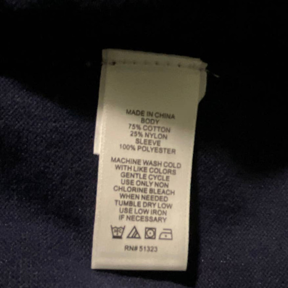 CeCe Women's Cotton Chiffon-Sleeve Mixed-Media Sweater Navy SIZE: M NWT - Picture 7 of 8